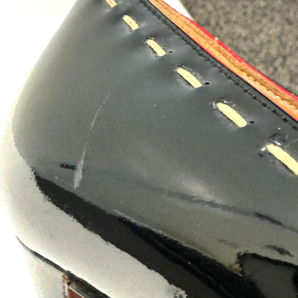 Alaia Black Patent Leather Pumps High Heels White Stitching Red Trim Size 36.5 - Picture 15 of 16